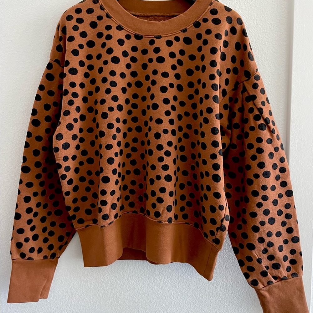 Madewell S Terracotta Leopard Polka Dot Crew Neck Sweatshirt